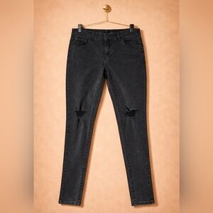 Seven7 Women's Black Distressed Skinny Jeans